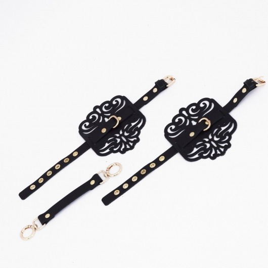 Черный фигурные оковы с золотистой фурнитурой - Crazy Handmade - купить с доставкой в Таганроге Черный фигурные оковы с золотистой фурнитурой - Crazy Handmade - купить с доставкой в Таганроге