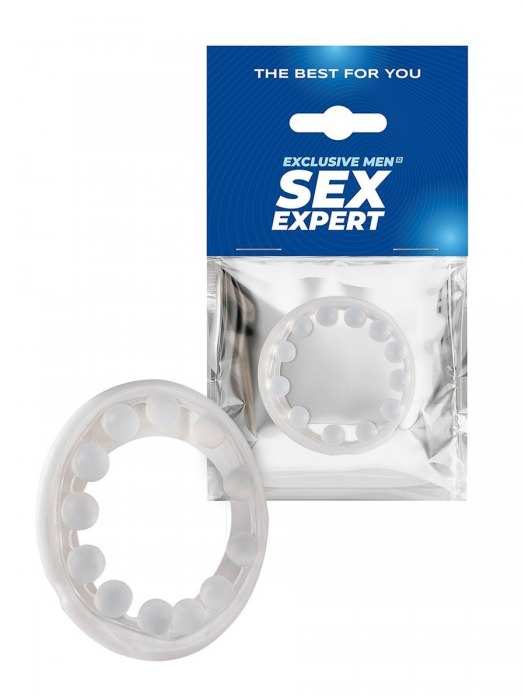 Эрекционное кольцо со стимулирующими шариками на поверхности - Sex Expert - в Таганроге купить с доставкой