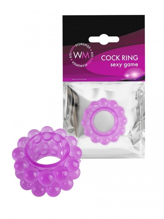 Лиловое эрекционное кольцо с 2 рядами стимулирующих шариков - Erowoman-Eroman - в Таганроге купить с доставкой