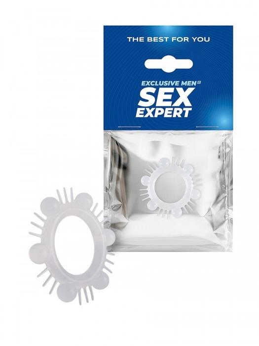 Эластичное эрекционное кольцо с шипиками и шариками - Sex Expert - в Таганроге купить с доставкой