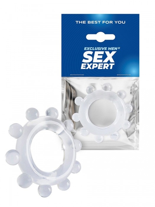Прозрачное эрекционное кольцо со стимулирующими шариками - Sex Expert - в Таганроге купить с доставкой