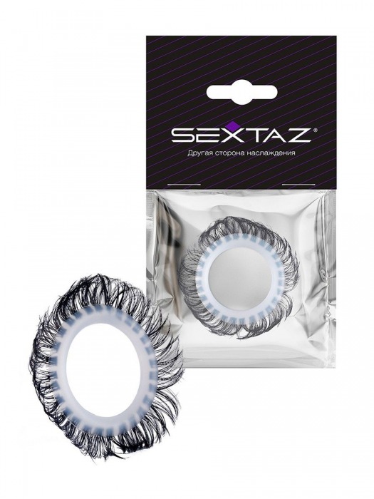 Эластичное эрекционное колечко с черными «ресничками» - Sextaz - в Таганроге купить с доставкой