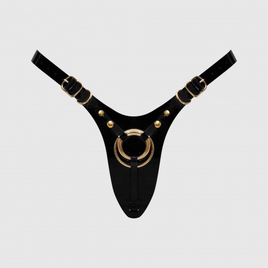 Черный пояс для фиксации насадок Strap-On-Me Leatherette Harness Fabulous - Strap-on-me - купить с доставкой в Таганроге