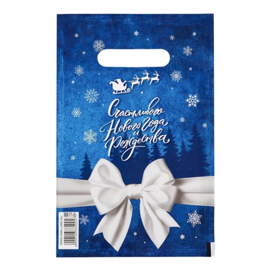 Сине-белый подарочный новогодний пакет с вырубной ручкой (20х30 см) - Сима-Ленд - купить с доставкой в Таганроге