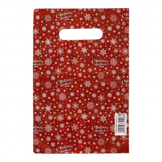 Красный подарочный новогодний пакет с вырубной ручкой (20х30 см) - Сима-Ленд - купить с доставкой в Таганроге