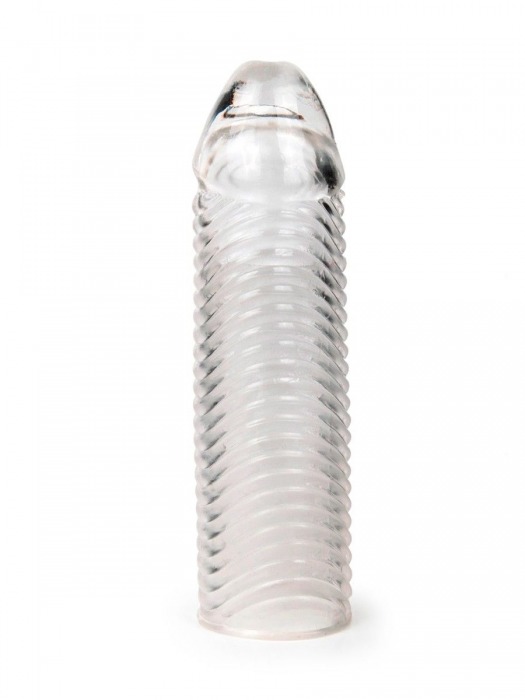 Прозрачная закрытая насадка на пенис с ребрышками - 16 см. - Sex Expert - в Таганроге купить с доставкой