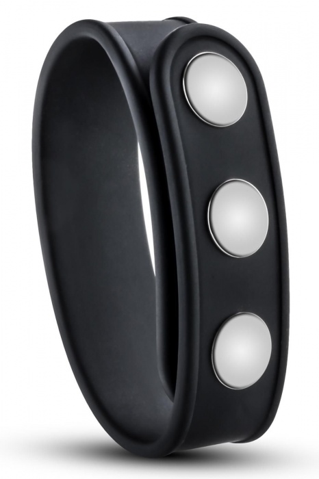 Черное эрекционное кольцо на кнопках - Blush Novelties - в Таганроге купить с доставкой