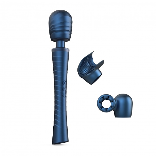 Синий вибромассажёр с насадками Man.wand Edgy - Manwan - в Таганроге купить с доставкой