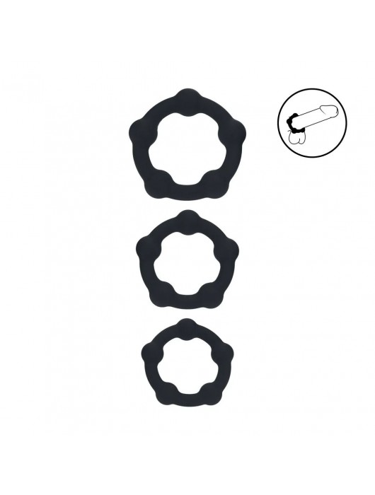 Набор из 3 эрекционных колец Beaded Silicone Cockring Set - Shots Media BV - в Таганроге купить с доставкой