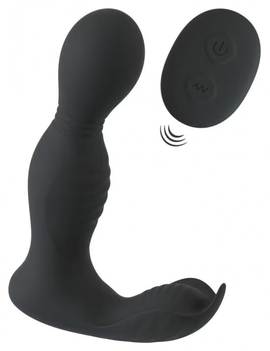 Черная анальная пробка с вибрацией, вращением и пультом ДУ RC Butt Plug with 2 Functions - Orion - в Таганроге купить с доставкой