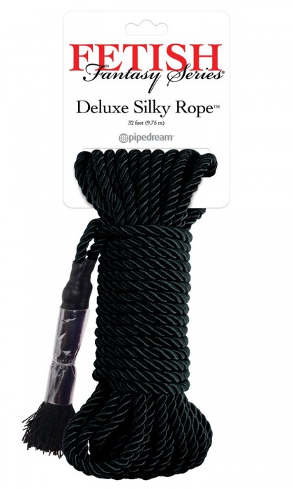 Черная веревка для фиксации Deluxe Silky Rope - 9,75 м. - Pipedream - купить с доставкой в Таганроге