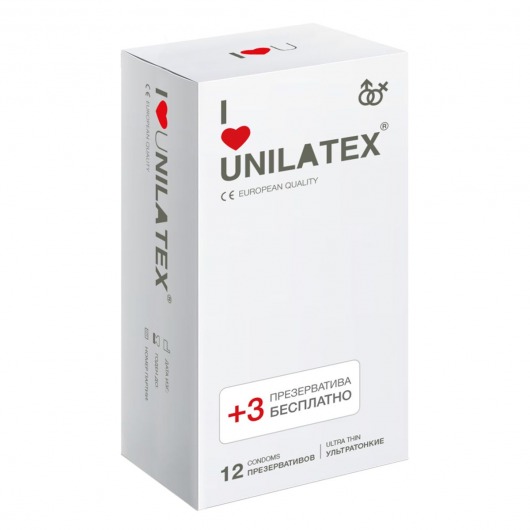 Ультратонкие презервативы Unilatex Ultra Thin - 12 шт. + 3 шт. в подарок - Unilatex - купить с доставкой в Таганроге