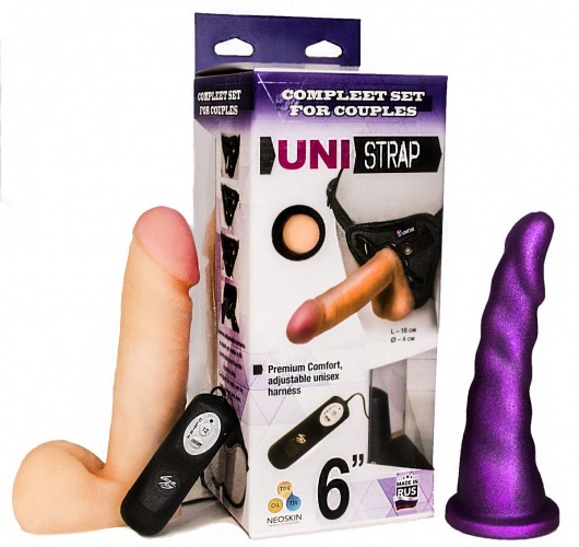 Вибрострапон с двумя насадками UniStrap - 18 и 18 см. - LOVETOY (А-Полимер) - купить с доставкой в Таганроге