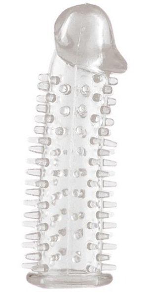 Прозрачная насадка на половой член с закрытой головкой и шипами - 12,5 см. - Toyfa Basic - в Таганроге купить с доставкой
