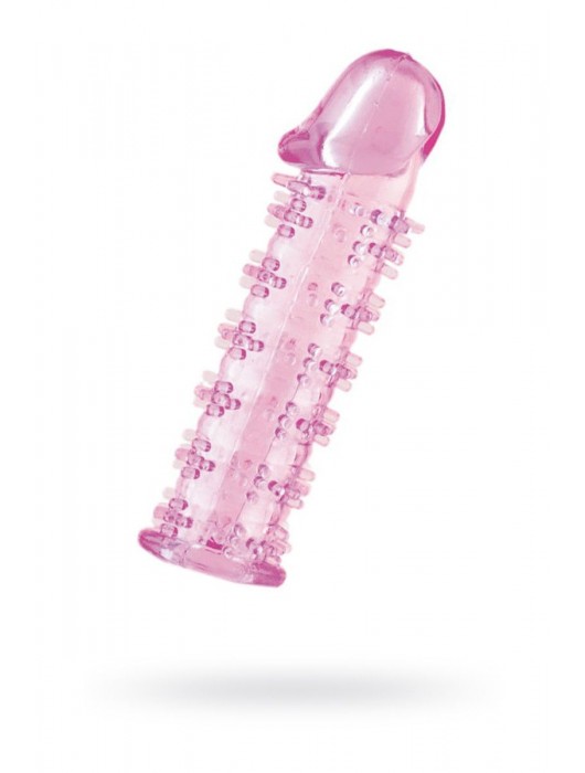 Гелевая розовая насадка на фаллос с шипами - 12 см. - Toyfa Basic - в Таганроге купить с доставкой