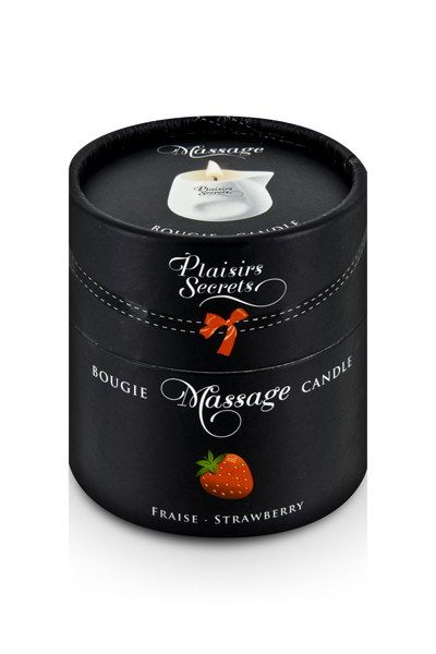 Массажная свеча с ароматом клубники Bougie de Massage Gourmande Fraise - 80 мл. - Plaisir Secret - купить с доставкой в Таганроге