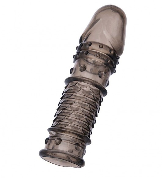 Дымчатая закрытая насадка ToyFa XLover с чешуйками и пупырышками - 13,5 см. - ToyFa - в Таганроге купить с доставкой