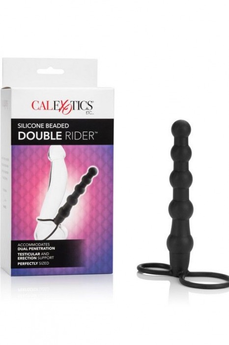 Насадка на пенис для двойного проникновения Silicone Beaded Double Rider - 14 см. - California Exotic Novelties - в Таганроге купить с доставкой