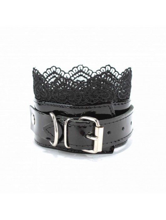 Изысканные чёрные наручники с кружевом - БДСМ Арсенал - купить с доставкой в Таганроге