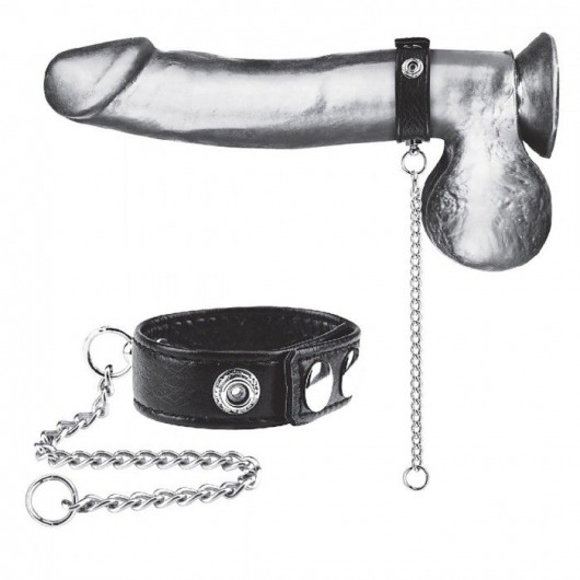 Утяжка на пенис с поводком Snap Cock Ring With 12  Leash - BlueLine - купить с доставкой в Таганроге