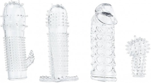 Набор из 4 насадок на член Pleasured Penis Enhancement Sleeve 4 Pack - XR Brands - в Таганроге купить с доставкой