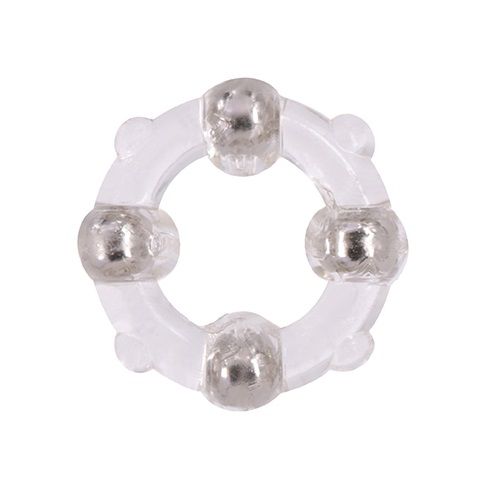 Эрекционное кольцо с 4 бусинами MENZSTUFF STUD RING CLEAR - Dream Toys - в Таганроге купить с доставкой