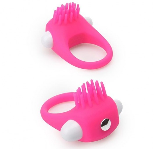 Розовое эрекционное кольцо с щеточкой LIT-UP SILICONE STIMU RING 5 - Dream Toys - в Таганроге купить с доставкой