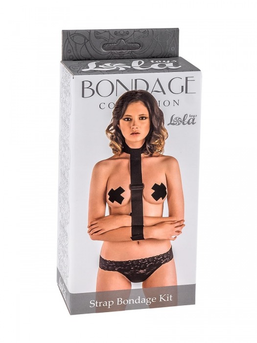 Ошейник с длинной лентой и наручниками Strap Bondage Kit One Size - Lola Games - купить с доставкой в Таганроге