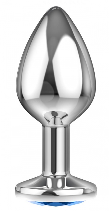 Большая серебристая анальная пробка Diamond Light blue Sparkle Large с голубым кристаллом - 8 см. - Lola Games - купить с доставкой в Таганроге