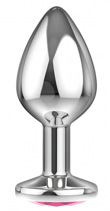 Большая серебристая анальная пробка Diamond Pink Sparkle Large с розовым кристаллом - 8 см. - Lola Games - купить с доставкой в Таганроге