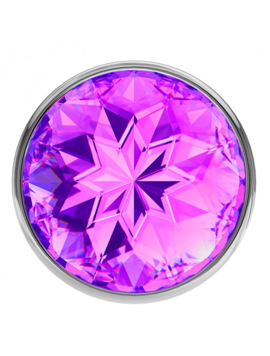 Малая серебристая анальная пробка Diamond Purple Sparkle Small с фиолетовым кристаллом - 7 см. - Lola Games - купить с доставкой в Таганроге