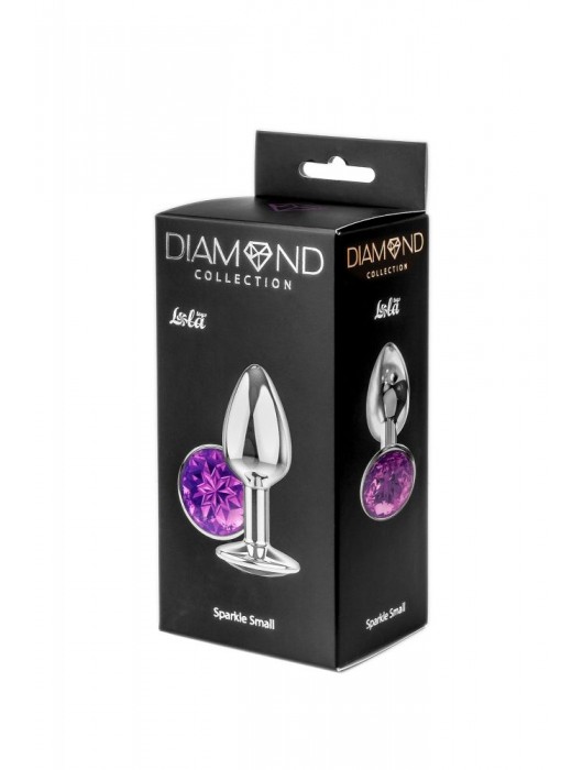 Малая серебристая анальная пробка Diamond Purple Sparkle Small с фиолетовым кристаллом - 7 см. - Lola Games - купить с доставкой в Таганроге