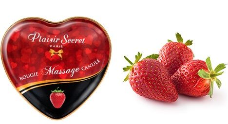 Массажная свеча с ароматом клубники Bougie Massage Candle - 35 мл. - Plaisir Secret - купить с доставкой в Таганроге