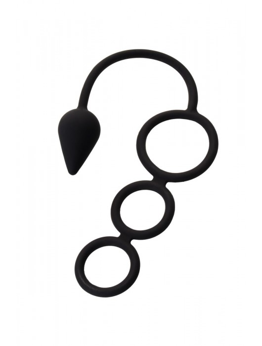 Тройное эрекционное кольцо с анальным хвостом Drop S-size - Erotist Adult Toys - в Таганроге купить с доставкой