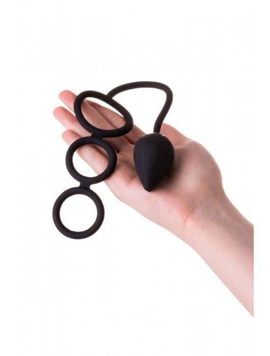 Тройное эрекционное кольцо с анальным хвостом Drop S-size - Erotist Adult Toys - в Таганроге купить с доставкой
