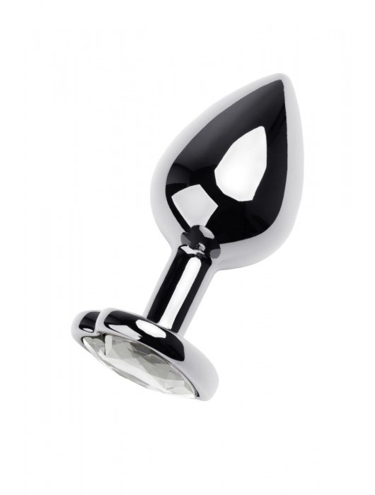 Серебристая анальная пробка с прозрачным кристаллом-сердцем - 8 см. - ToyFa - купить с доставкой в Таганроге