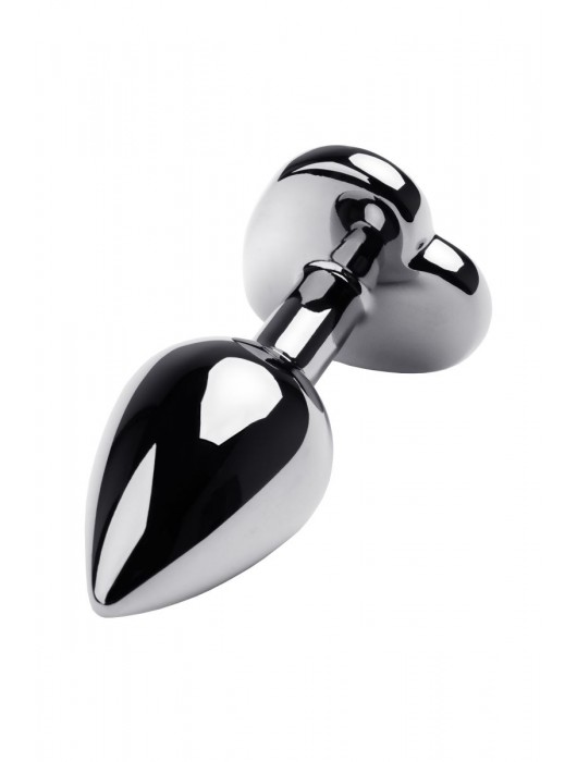 Серебристая анальная пробка с прозрачным кристаллом-сердцем - 8 см. - ToyFa - купить с доставкой в Таганроге