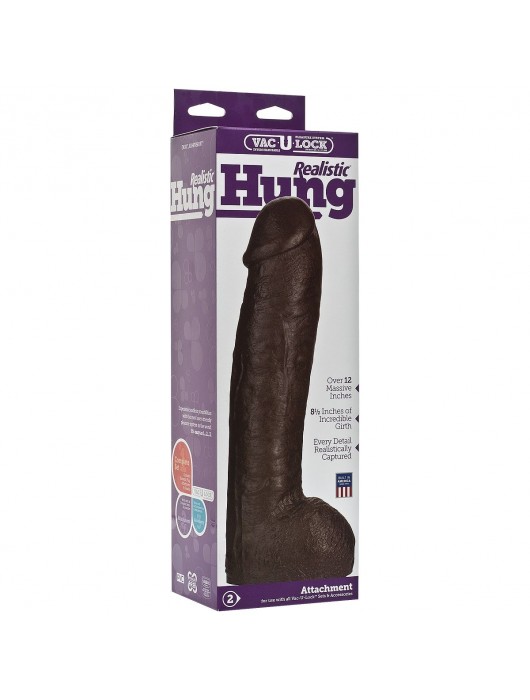 Большая насадка для трусиков Vac-U-Lock Realistic Hung - 31,7 см. - Doc Johnson - купить с доставкой в Таганроге