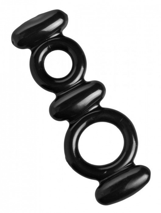 Двойное эрекционное кольцо Dual Stretch To Fit Cock and Ball Ring - XR Brands - в Таганроге купить с доставкой