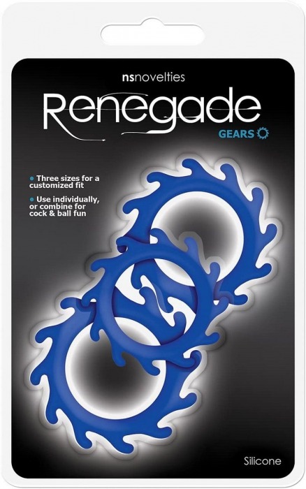 Набор из 3 синих эрекционных колец Renegade Gears - NS Novelties - в Таганроге купить с доставкой