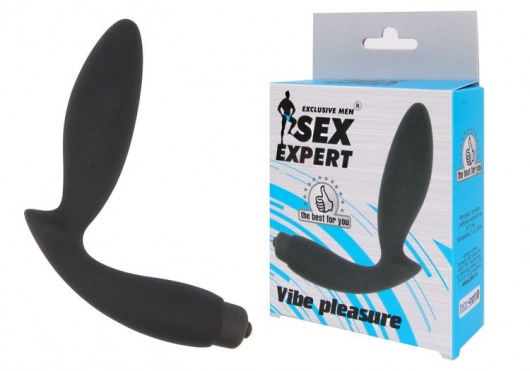 Чёрный вибростимулятор простаты Sex Expert Vibe Pleasure - Sex Expert - в Таганроге купить с доставкой