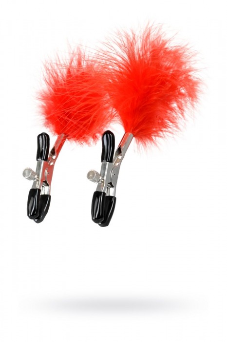Зажимы для сосков с красным пухом Theatre - ToyFa - купить с доставкой в Таганроге
