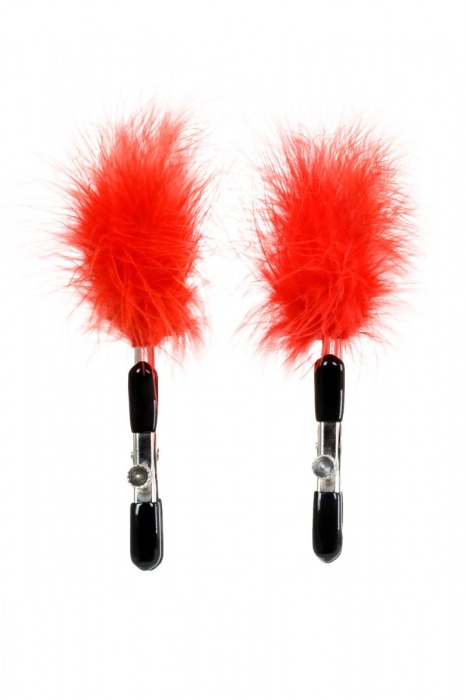 Зажимы для сосков с красным пухом Theatre - ToyFa - купить с доставкой в Таганроге