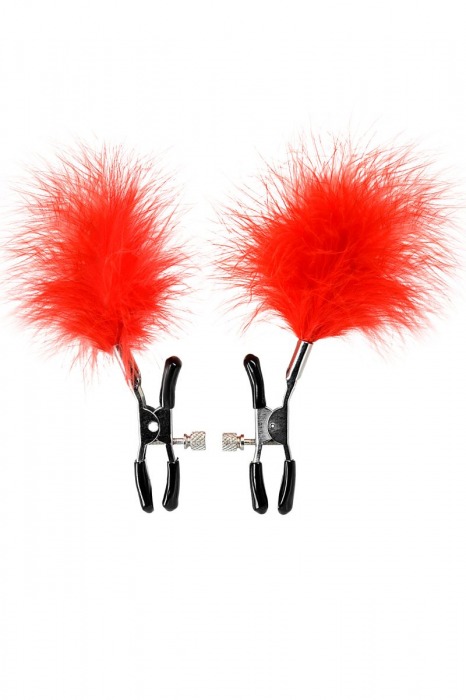 Зажимы для сосков с красным пухом Theatre - ToyFa - купить с доставкой в Таганроге