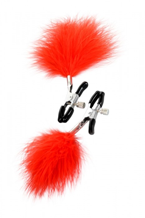 Зажимы для сосков с красным пухом Theatre - ToyFa - купить с доставкой в Таганроге