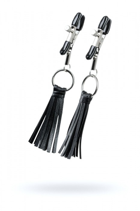 Черно-серебристые зажимы для сосков Theatre с кисточками - ToyFa - купить с доставкой в Таганроге