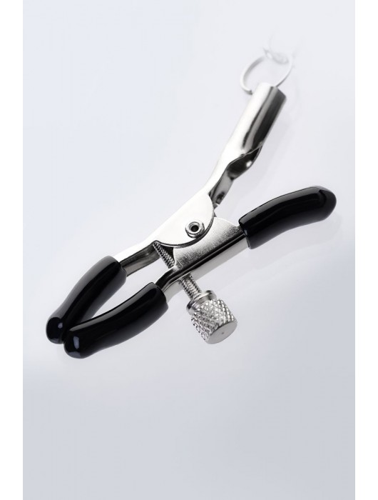 Серебристо-чёрные зажимы для сосков с кольцом для пениса TOYFA Metal - ToyFa - купить с доставкой в Таганроге